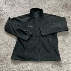 Columbia Fleece Jacket Womens Small Black Full Zip Pockets High Neck Outdoor